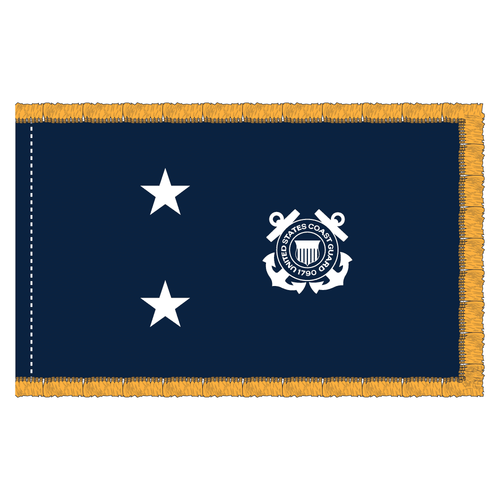 USCG 2 Star Blue Admiral Flag - Fringe 2 USCG 2 Star Blue Admiral Flag - Fringe