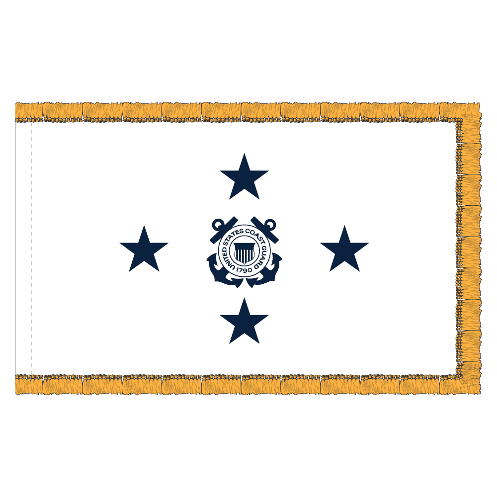 USCG 4 Star White Admiral Flag - Fringe 2 USCG 4 Star White Admiral Flag - Fringe