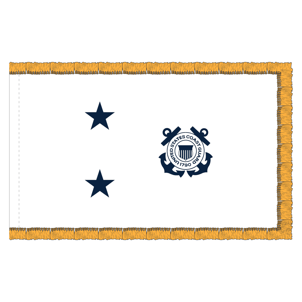 USCG 2 Star White Admiral Flag - Fringe 2 USCG 2 Star White Admiral Flag - Fringe