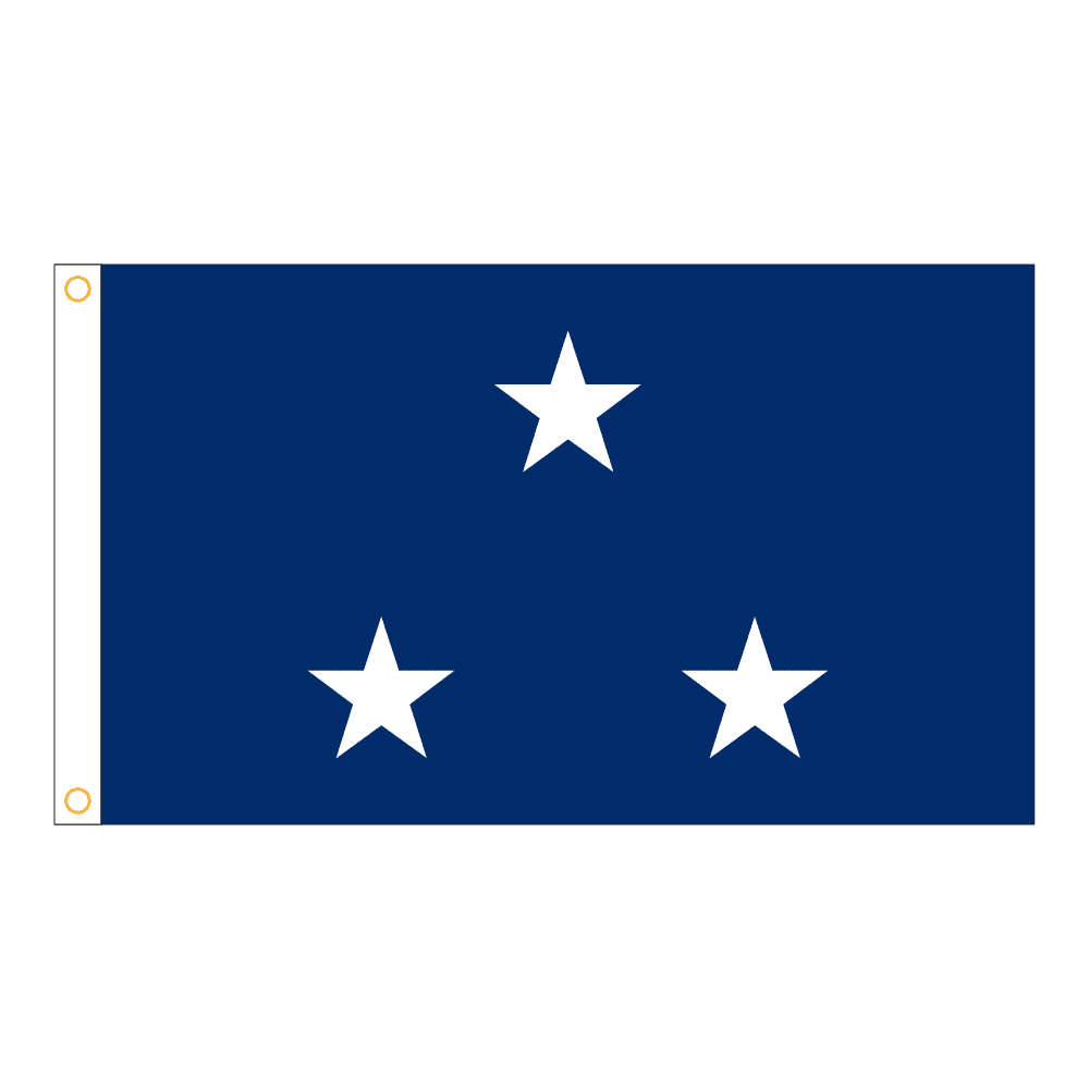 Navy 3 Star Blue Admiral Flag - Grommets 2 Navy 3 Star Blue Admiral Flag Grommets Finish