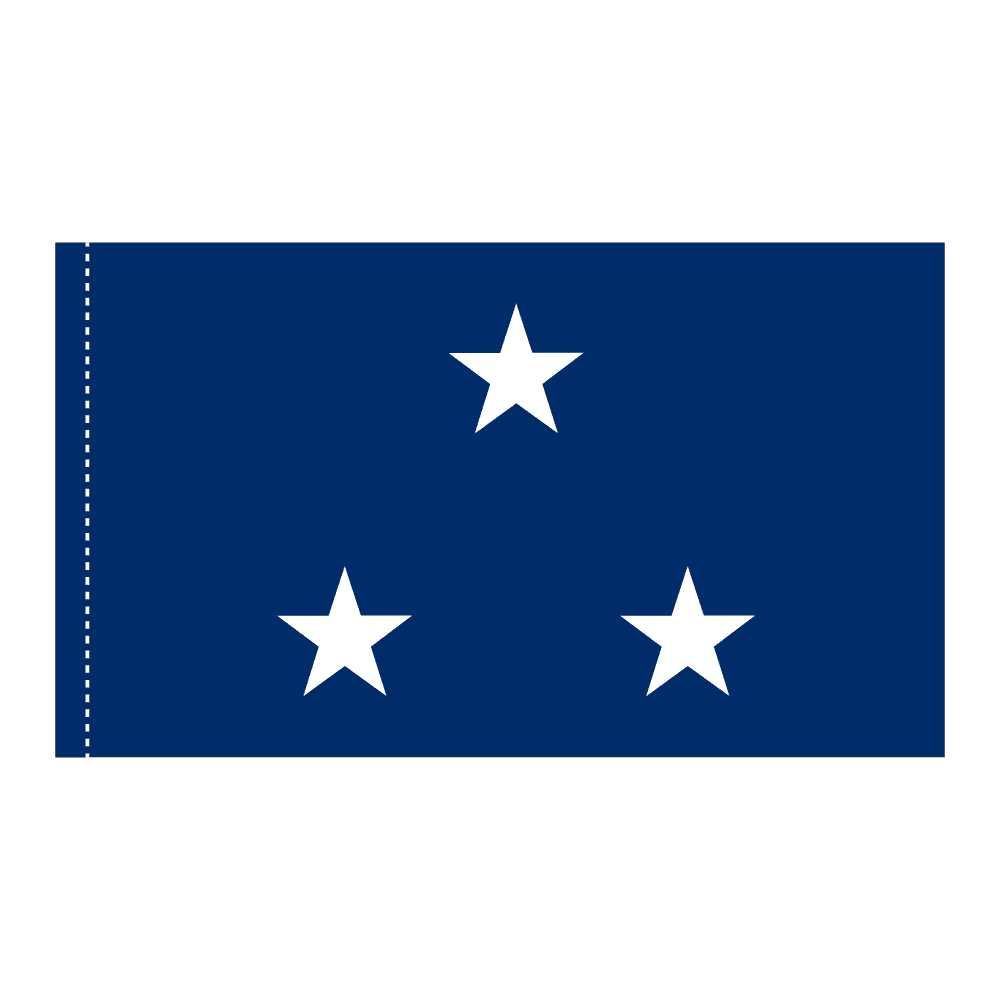 Navy 3 Star Blue Admiral Flag - Pole Hem 2 Navy 3 Star Blue Admiral Flag Pole Hem Finish