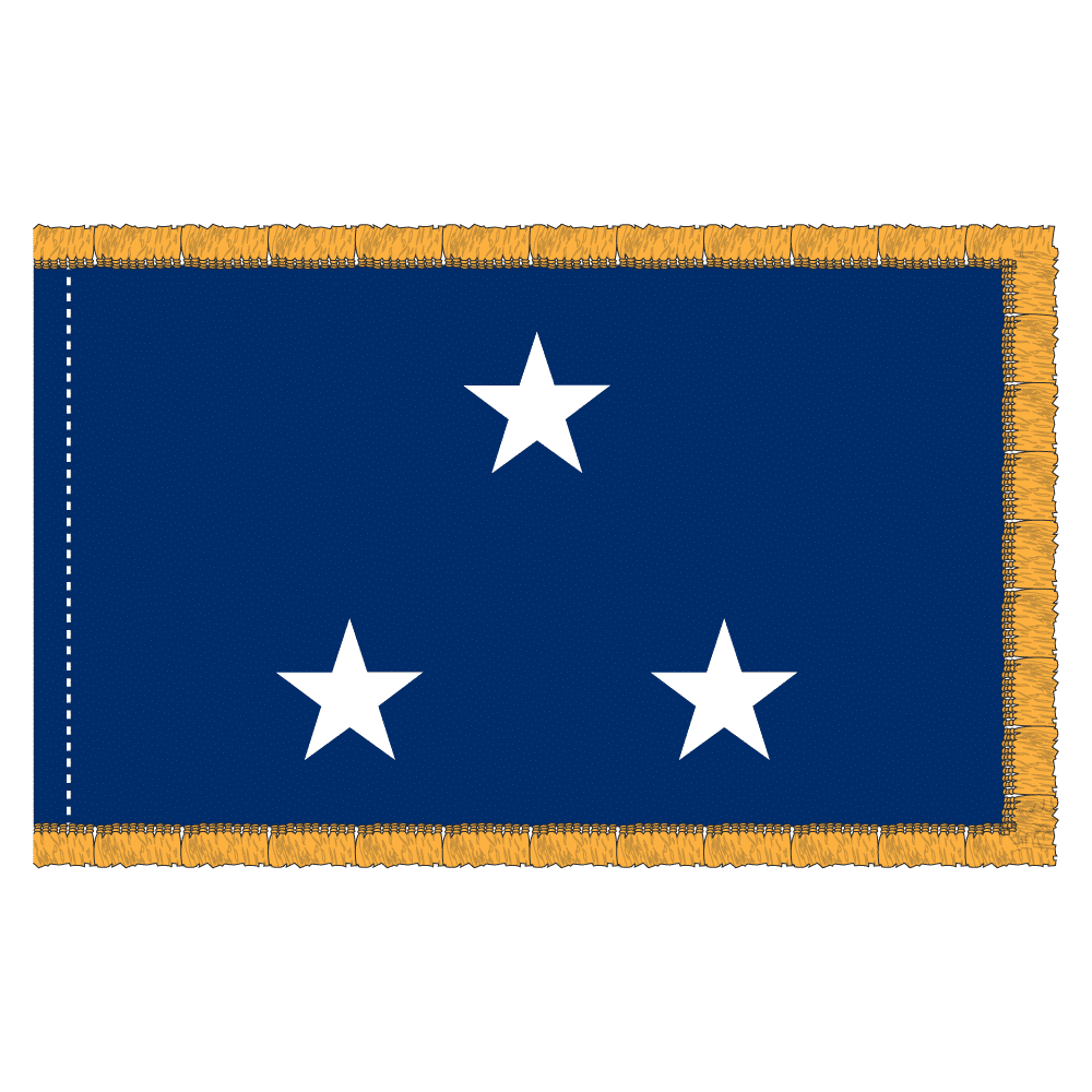 Navy 3 Star Blue Admiral Flag - Fringe 2 Navy 3 Star Blue Admiral Flag Fringe Finish