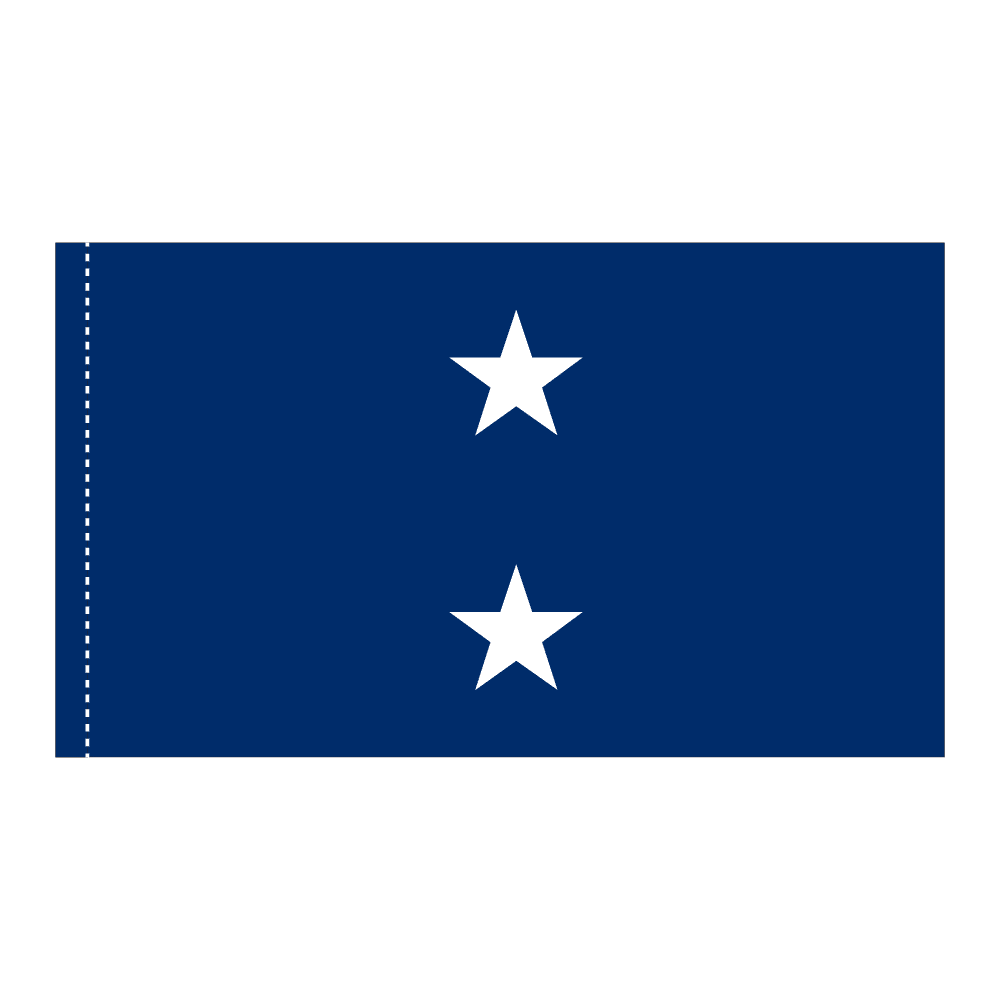 Navy 2 Star Blue Admiral Flag - Pole Hem 2 Navy 2 Star Blue Admiral Flag Pole Hem Finish