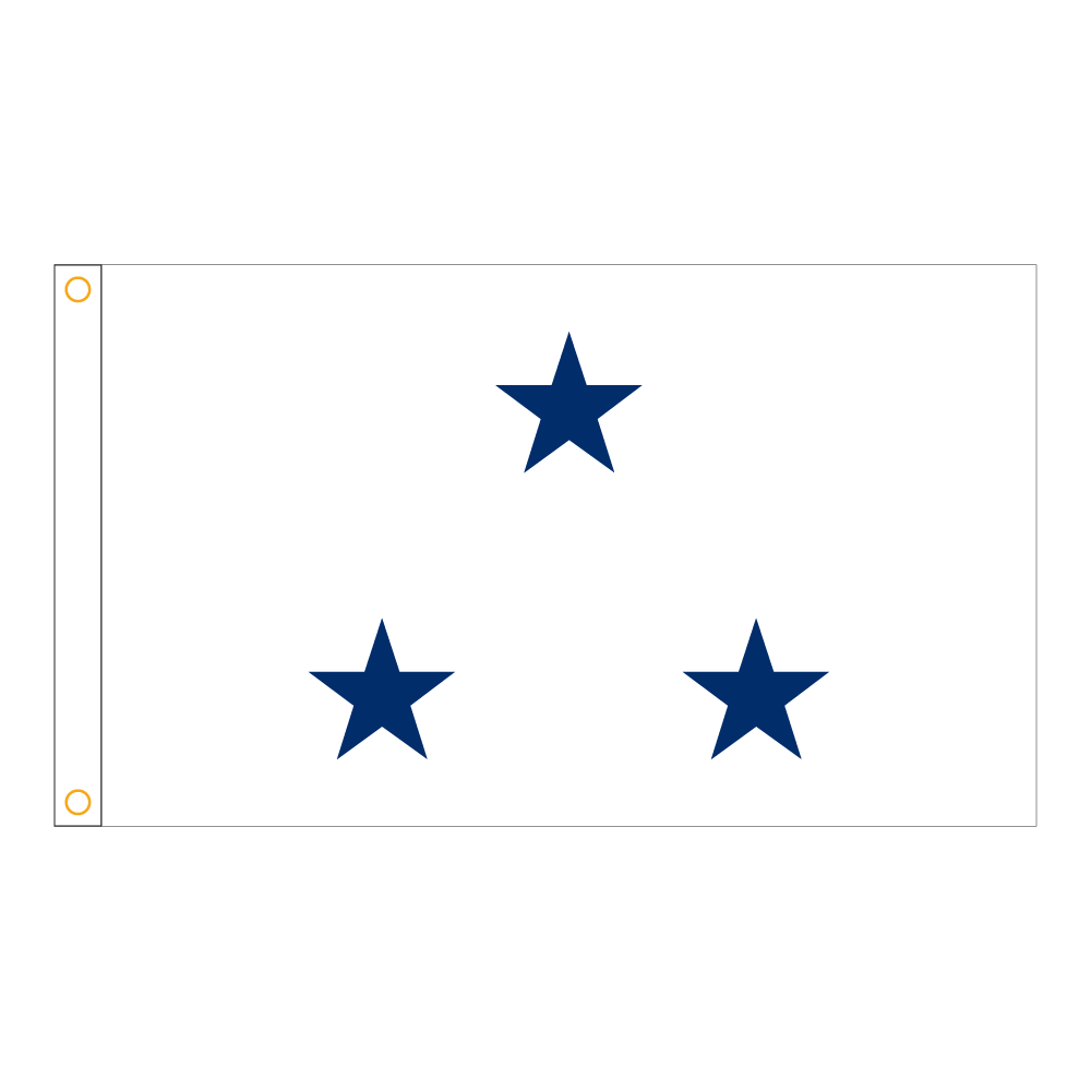 Navy 3 Star White Admiral Flag - Grommets 2 Navy 3 Star White Admiral Flag Grommets Finish