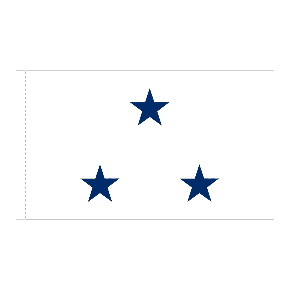 Navy 3 Star White Admiral Flag - Pole Hem 2 Navy 3 Star White Admiral Flag Pole Hem Finish