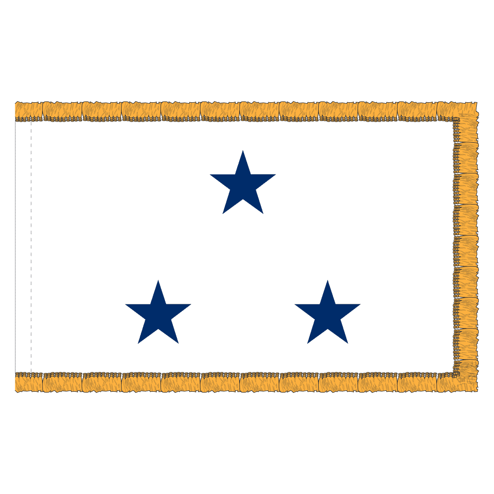 Navy 3 Star White Admiral Flag - Fringe 2 Navy 3 Star White Admiral Flag Fringe Finish