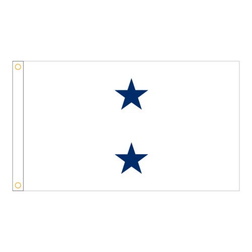 Navy 2 Star White Admiral Flag Grommets Finish