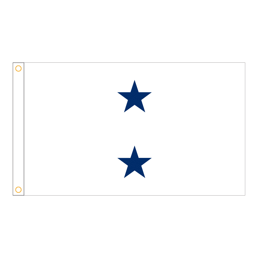 Navy 2 Star White Admiral Flag - Grommets 2 Navy 2 Star White Admiral Flag Grommets Finish