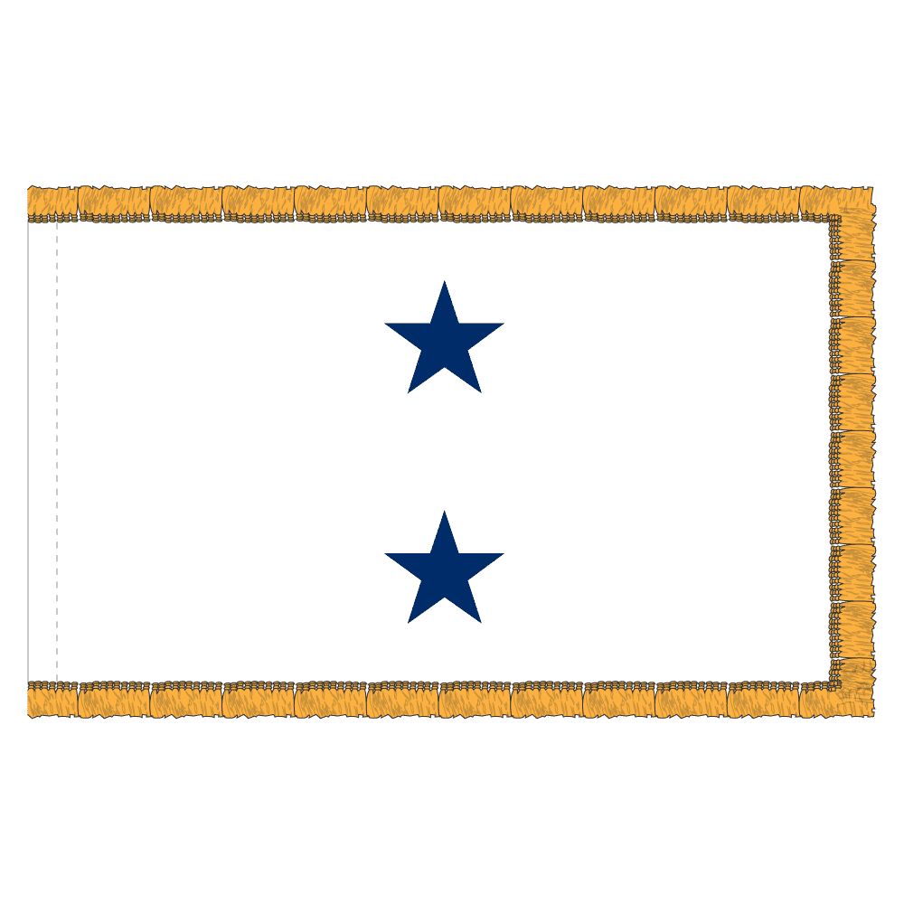 Navy 2 Star White Admiral Flag - Fringe 2 Navy 2 Star White Admiral Flag Fringe Finish