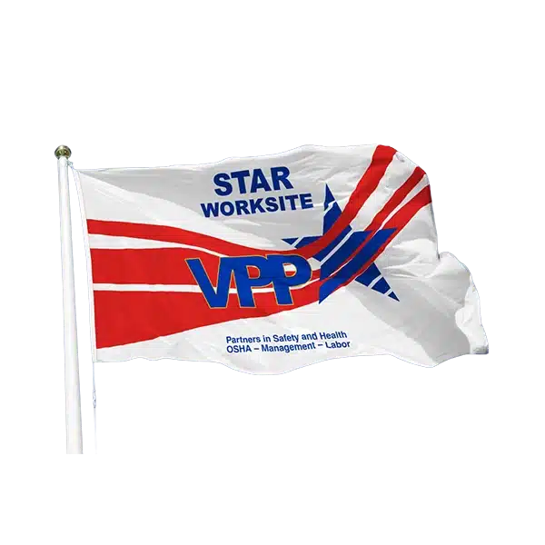 OSHA VPP Star Worksite Flag - Grommets 11 National Capital Flag - OSHA VPP flag mockup