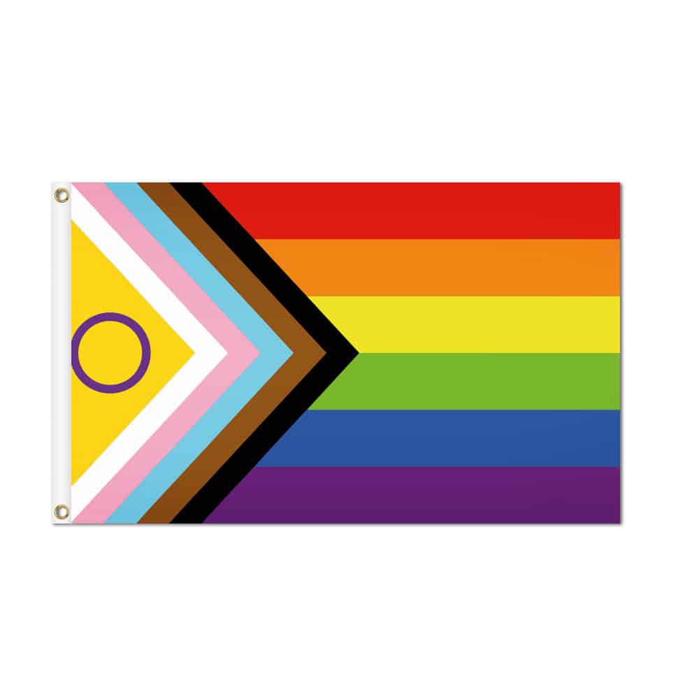 Intersex-Inclusive Progress Flag - Grommets 2 Intersex-Inclusive Progress Pride Flag Grommets Finish