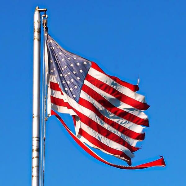 Tattered American Flag Unrepairable