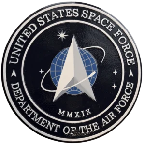 National Capital Flag - Space Force Wall Seal Painted Wood Finish