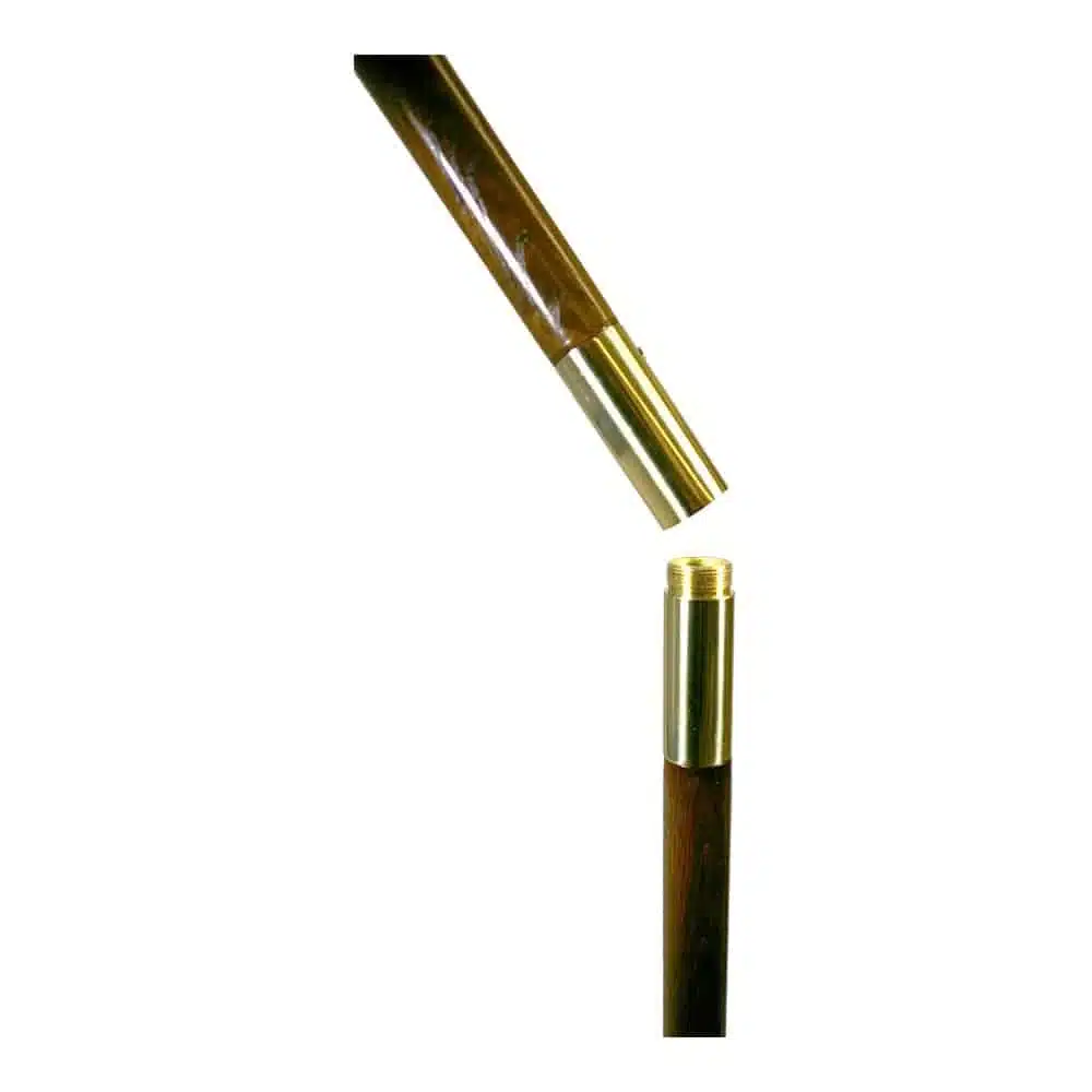 Polished oak indoor flagpole with brass screw joint for indoor and parade use